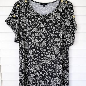 AUW Black & White Floral Print Top | 3X